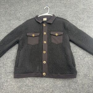 The Black Dog Fleece Jacket Womens S Black Button Up Sherpa Coastal Casual